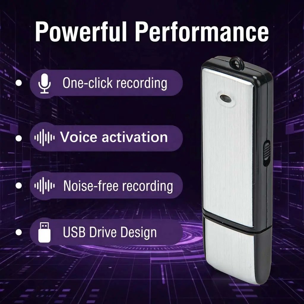 🎙️💾USB Flash Drive Voice Recorder 2-in-1 – Voice Activated, Smart Noise Reduction, Scheduled Recording,Auto File Save
