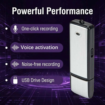 🎙️💾USB Flash Drive Voice Recorder 2-in-1 – Voice Activated, Smart Noise Reduction, Scheduled Recording,Auto File Save