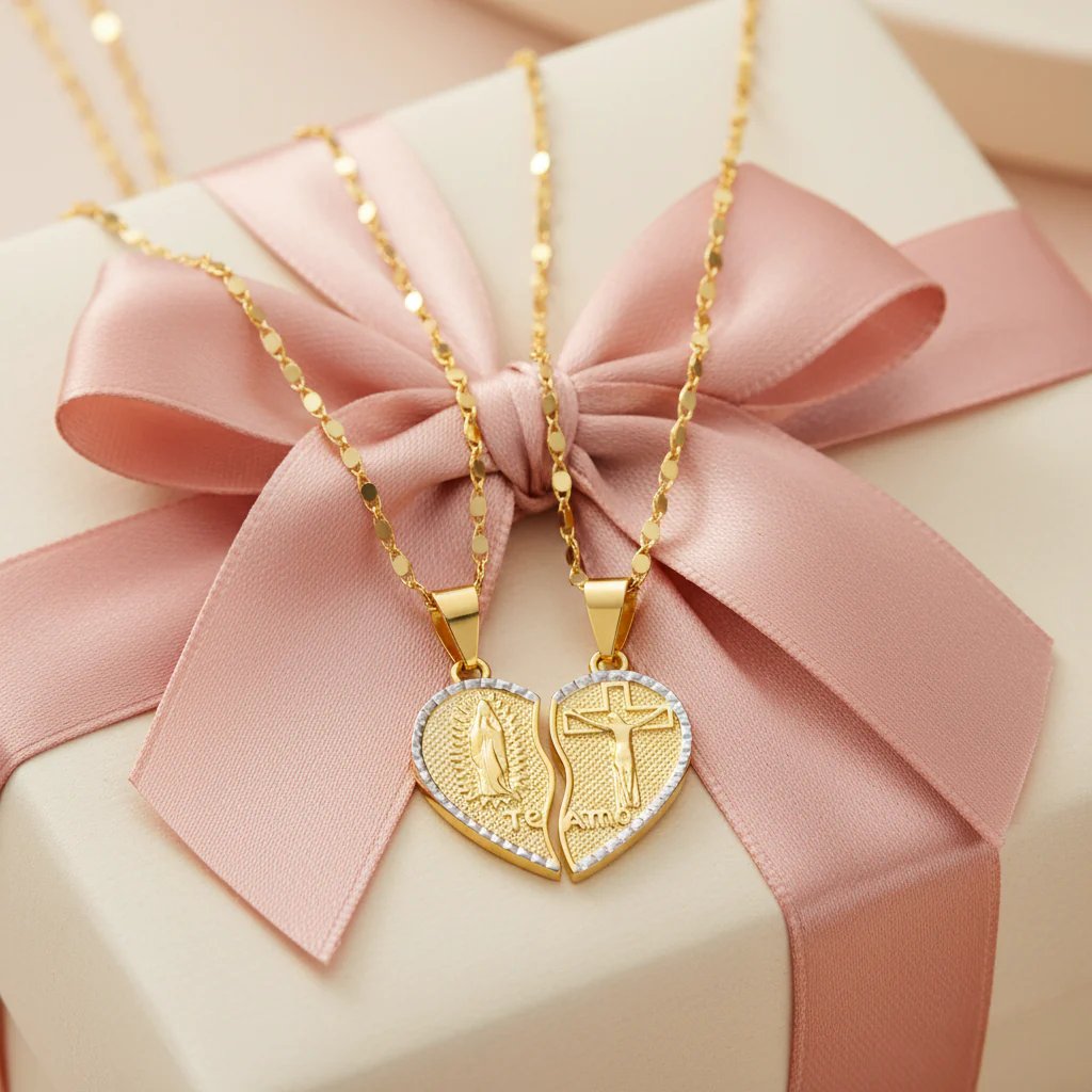✝️❤️Virgin Mary Layered Heart Combination Prayer Couple Necklace
