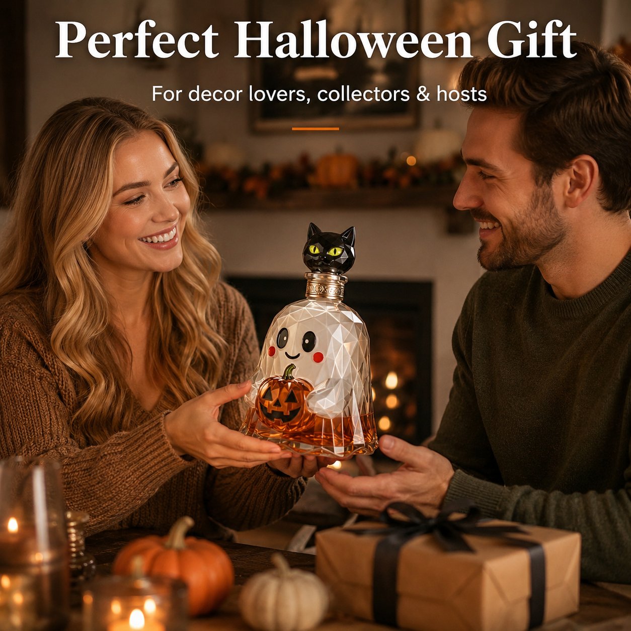 Ghost Pumpkin Halloween Decanter  🎃 🎃 Spooky Glass Whiskey Bottle