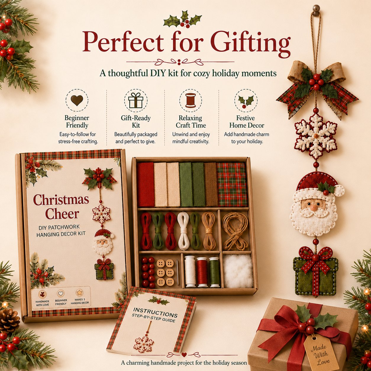 🔥Last Day 49% OFF - ✨🧵 DIY Patchwork Hanging Decor Kit | A Heartfelt Handmade Decoration Full of Love & Memories