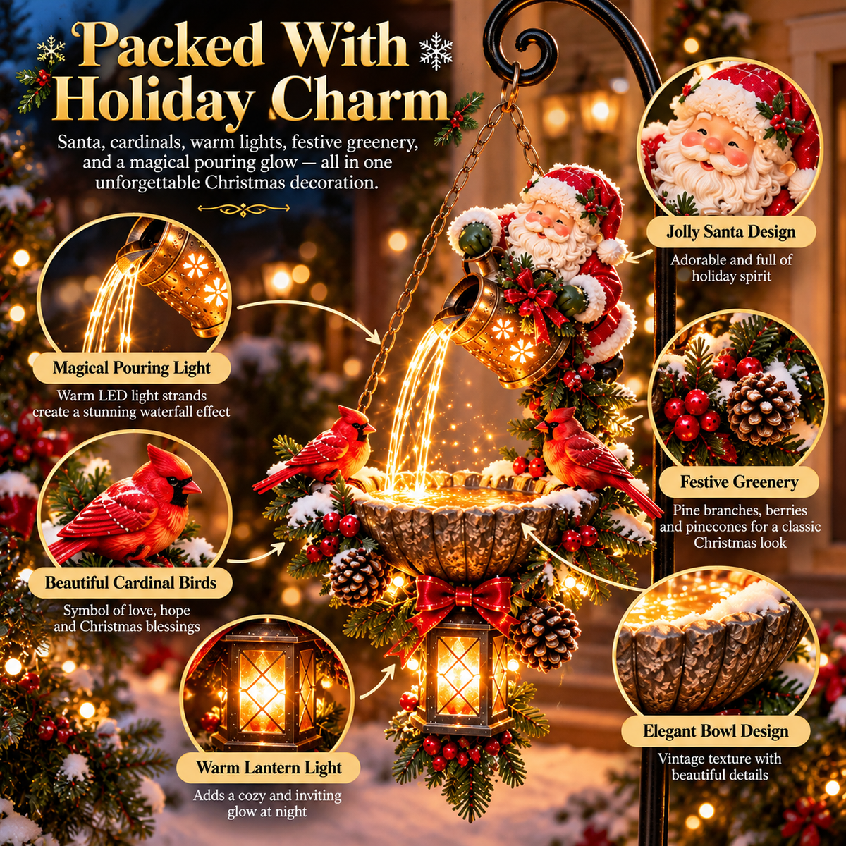 🔥Last Day 50% OFF-🎅✨ Santa’s Enchanted Lightfall – Cardinal Hanging Lantern with a Magical Cascading Christmas Glow