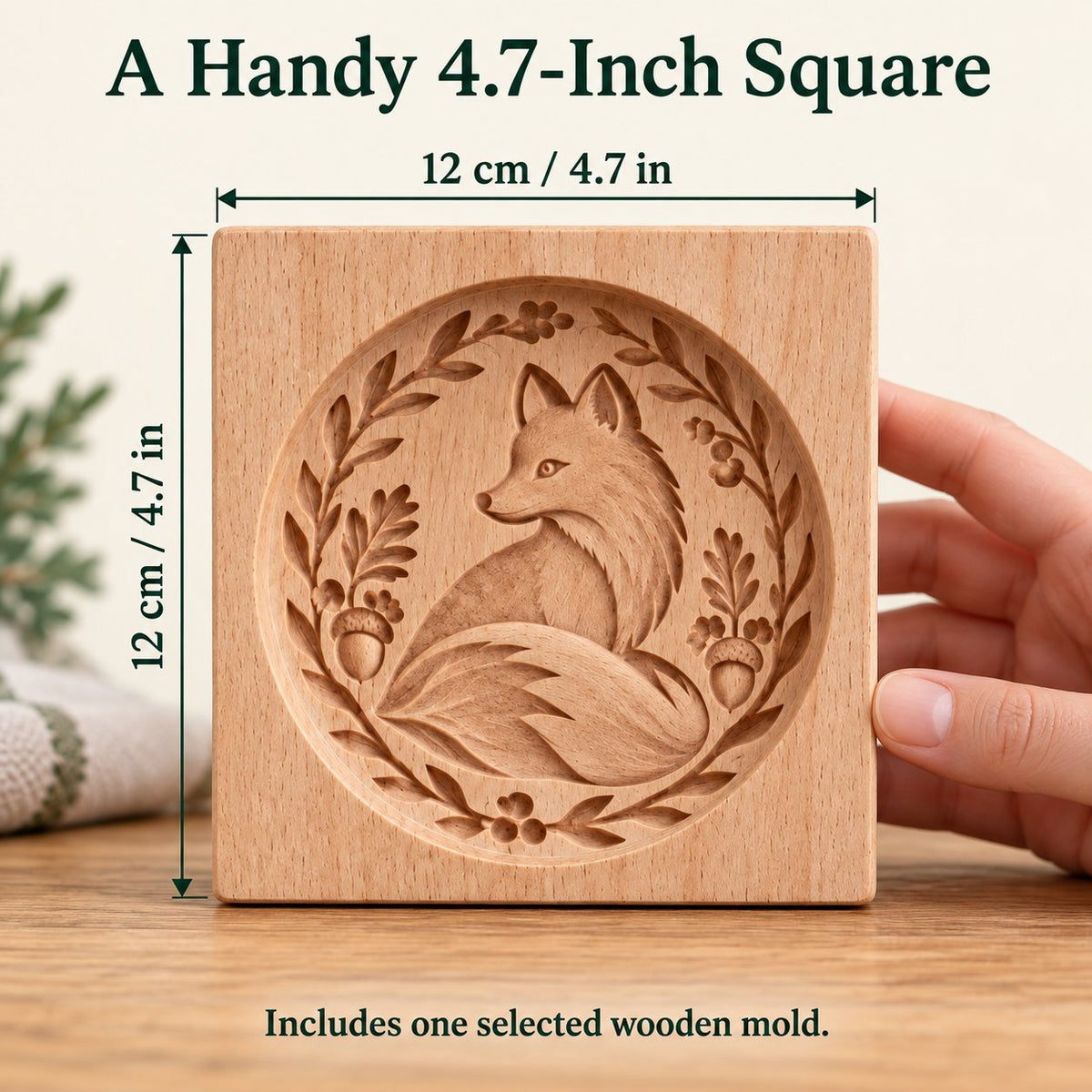 🍪 Woodland Animal Cookie Mold | 4.7-Inch Wooden Embossing Mold for Cozy Homemade Cookies