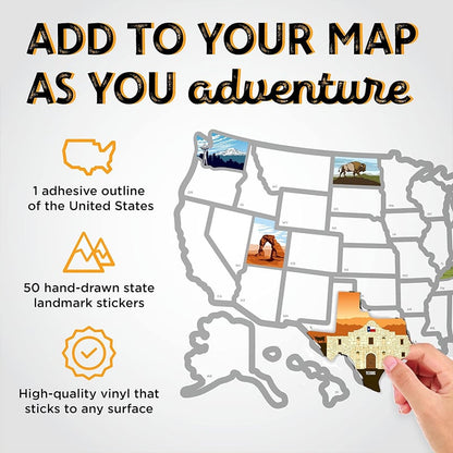 🚐🗺️ 50-State Adventure Tracker – Scenic Travel Sticker Map for RVs & Road Trips