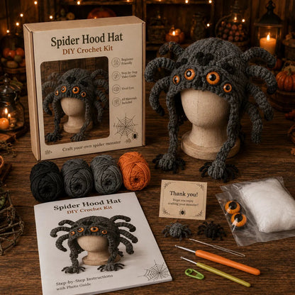 ? LAST DAY 49% OFF – ? Halloween Monster Hood DIY Crochet Kit | Premium Soft Yarn Materials with Step-by-Step Guide DIY Handmade Wearable Character Hood ??✨