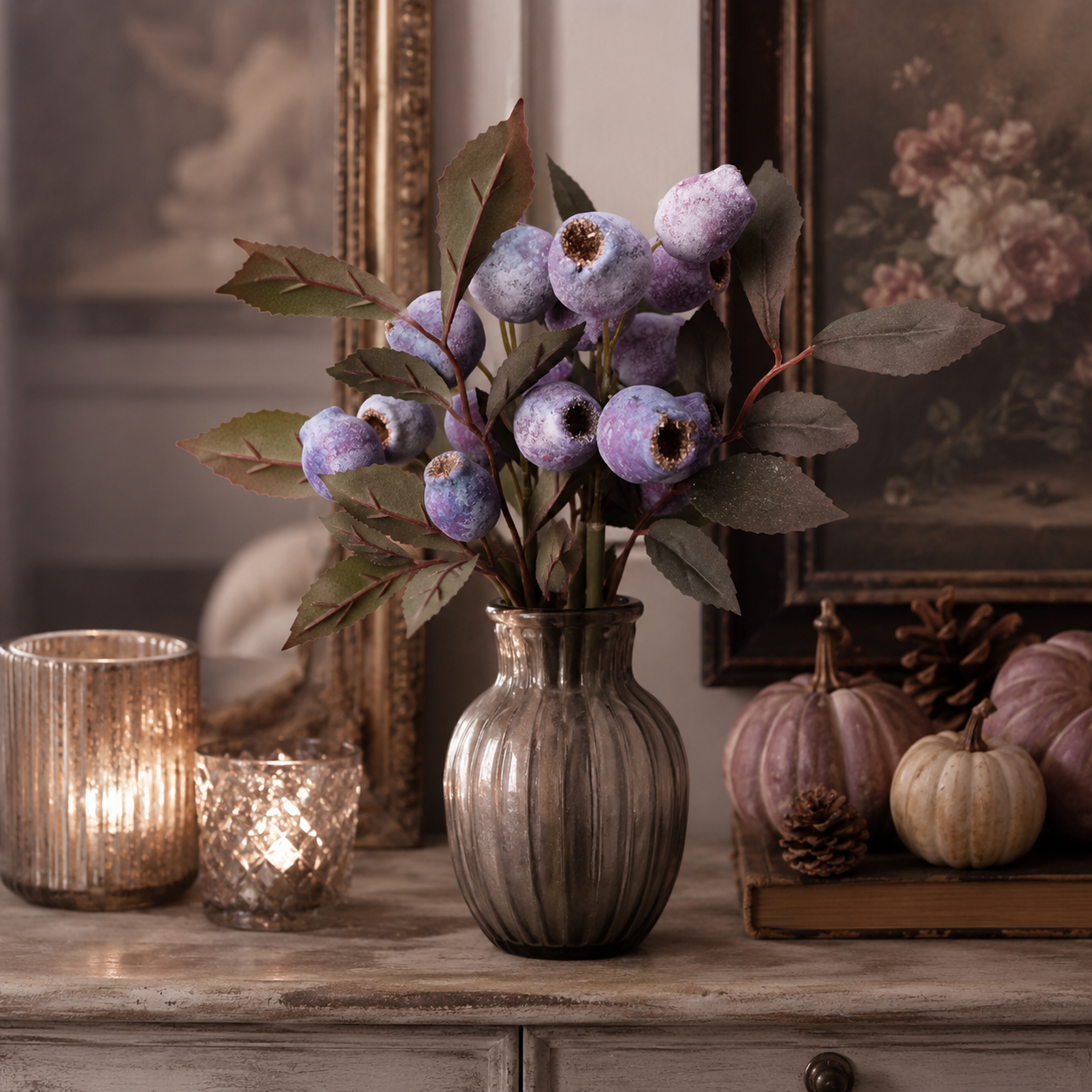 Vintage Faux Seed Pod Bundle – 3 Decorative Stems, 15 Pods