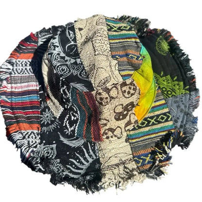 Hippie Haberdashery-🍄Patchwork Multicolored Mushroom Hemp Hat with Hidden Pocket Fedorahats🎩