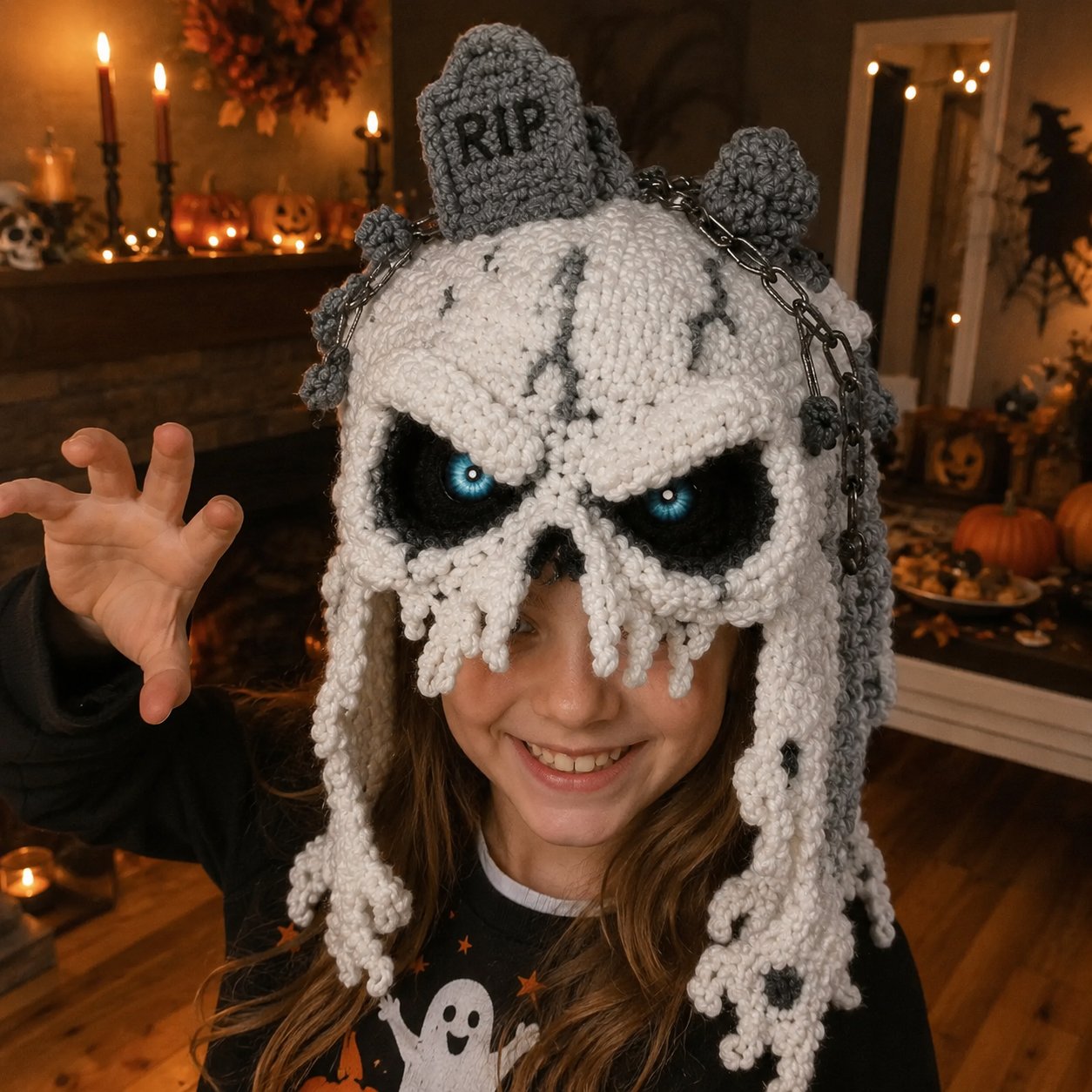 ? LAST DAY 49% OFF – ? Halloween Monster Hood DIY Crochet Kit | Premium Soft Yarn Materials with Step-by-Step Guide DIY Handmade Wearable Character Hood ??✨