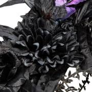 Gothic Wreath with Black Roses & Butterflies, Elegant Decor for Halloween Entryway