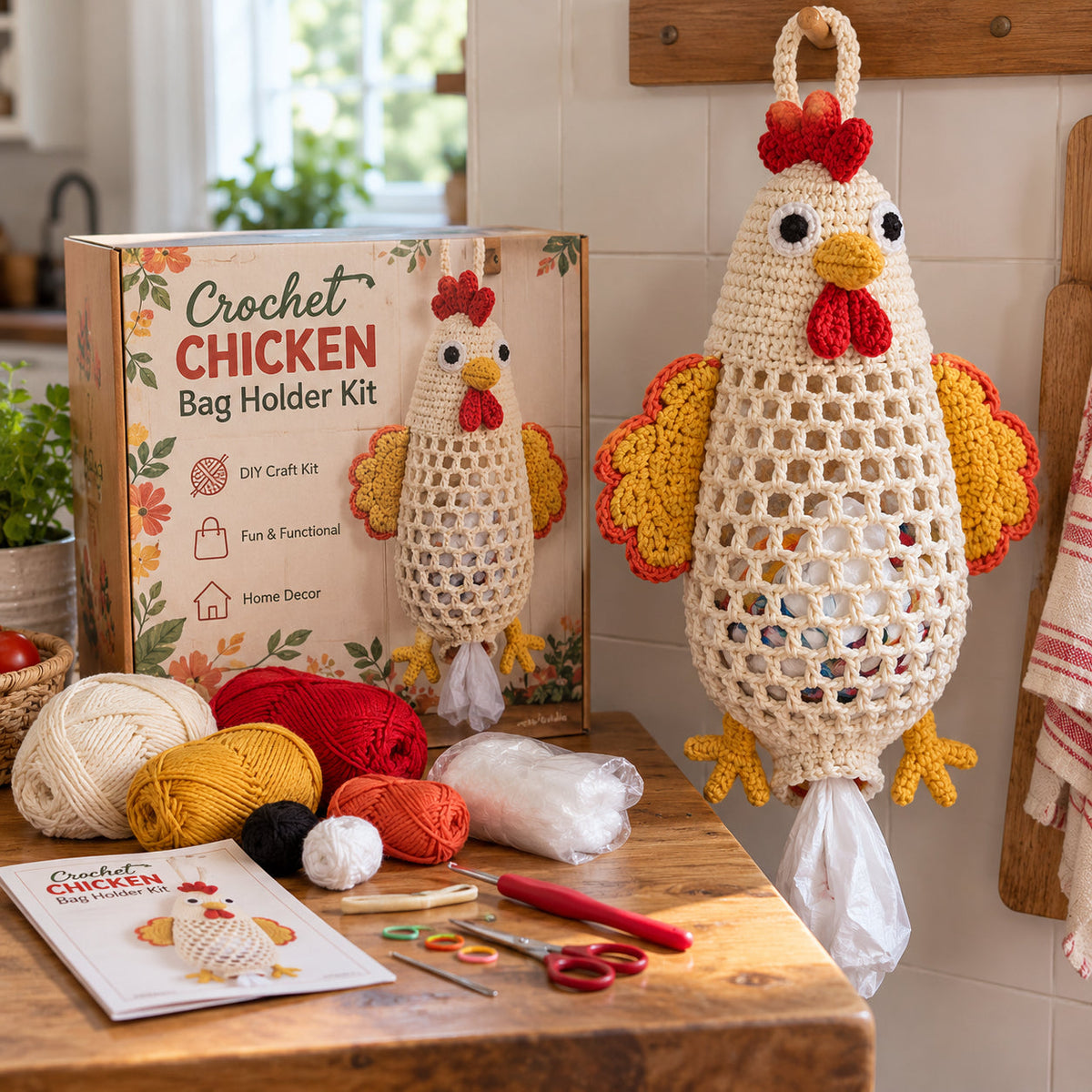 🔥LAST DAY 49% OFF – 🌼 Cottage Harvest Keepers™ — Crochet Animal Bag Holder DIY Kit | 11 Adorable Designs