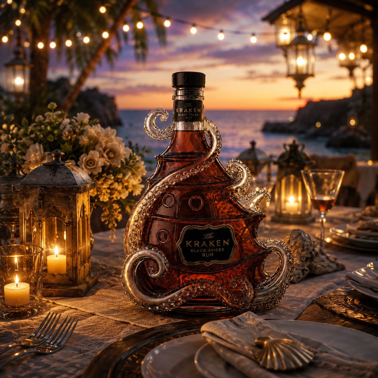 The Kraken Black Spiced Rum Limited Edition Octopus Limited Edition Whiskey Bottle