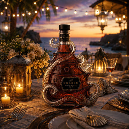 The Kraken Black Spiced Rum Limited Edition Octopus Limited Edition Whiskey Bottle