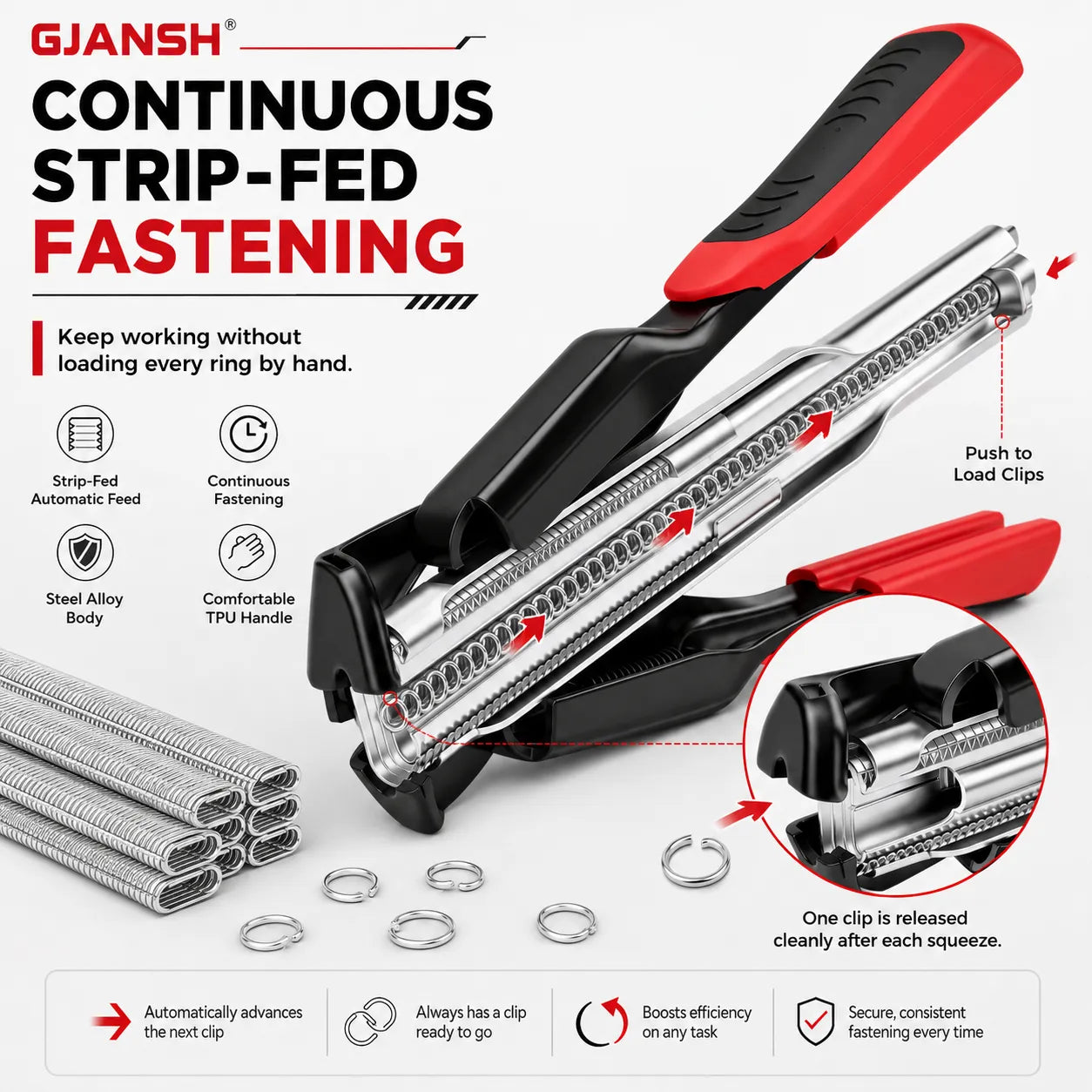 🔧⚡ Rapid-Feed C-Clip Fastening Pliers – One-Hand Auto-Feed Tool for Fences, Cages & Repairs
