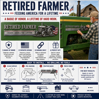 🔥Retired Farmer – Feeding America for a Lifetime Metal Emblem