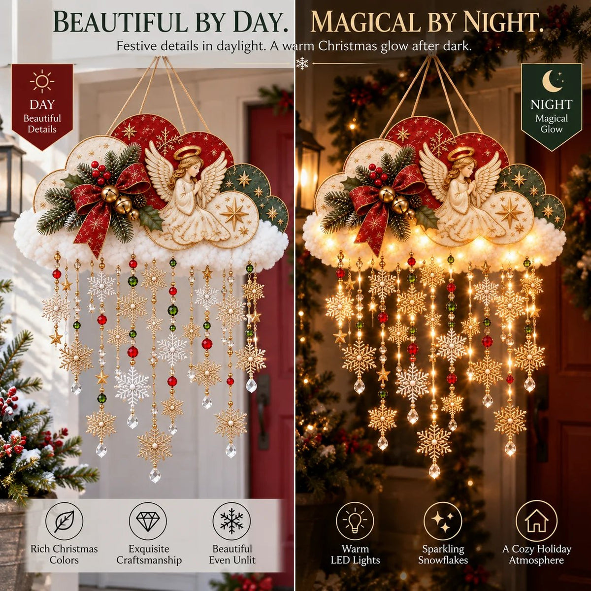 Angelic Christmas Snowfall Cloud – Lighted Hanging Holiday Decor☁️✨