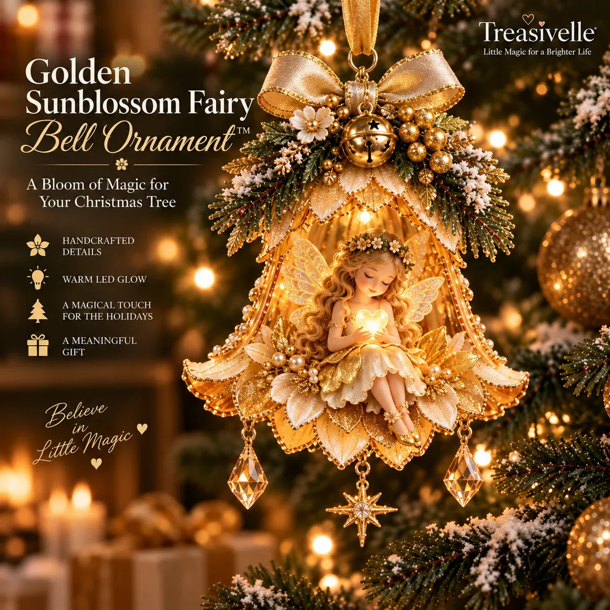 🧚✨ Glowing Fairy Blossom Bell Ornaments – 7 Magical Floral Christmas Designs