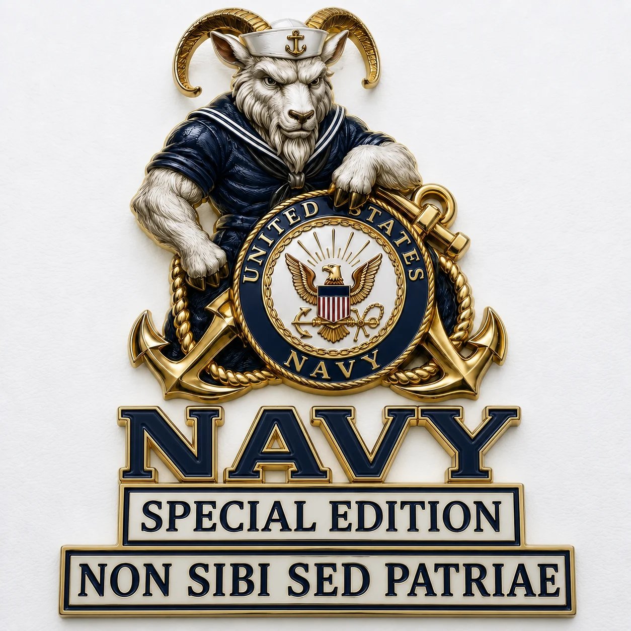 🇺🇸 Last Day Promo: 49% OFF ⚓-US Navy Bill the Goat Non Sibi Sed Patriae Car Emblem Metal Badge