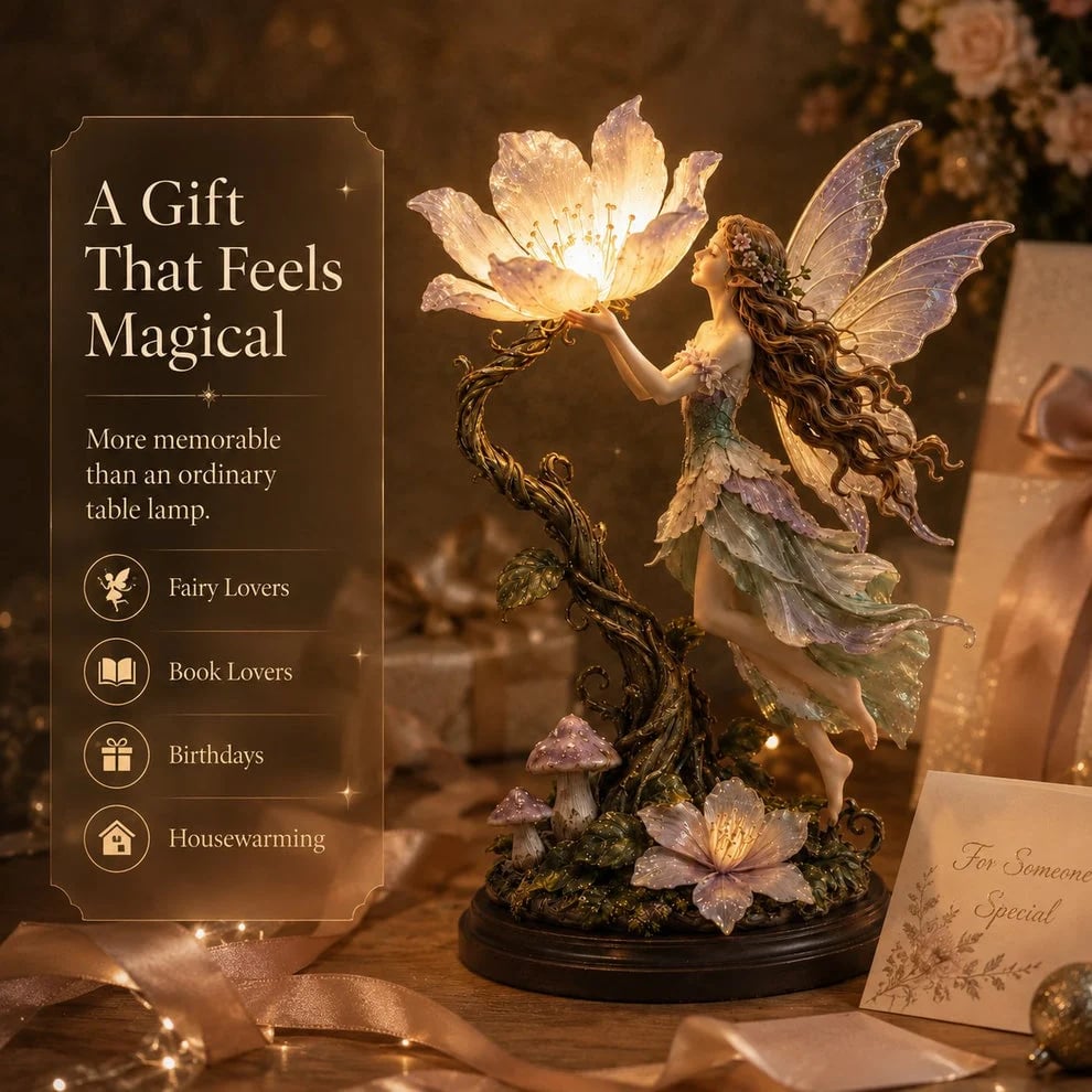 🧚🌺 Glowing Fairy Garden Sculpture – Magical Floral Ambient Light for Cozy Spaces 🌙