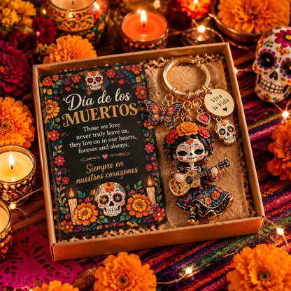 Día de Muertos Charm Keychain | 4 Colorful Floral & Skull-Inspired Styles