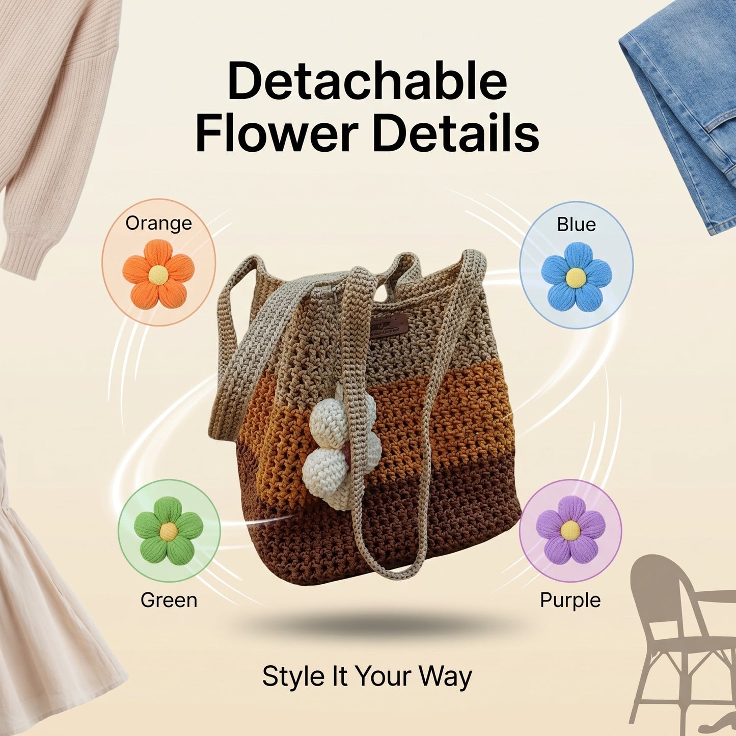 Handcrafted Crochet Striped Bag
