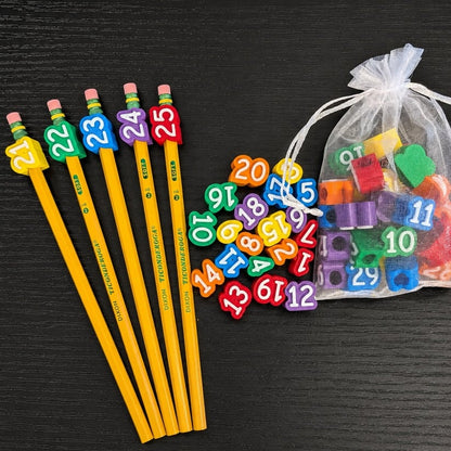 🎁Last Day 50% OFF - 📚✨ Colorful Numbered Pencil Caps for Kids