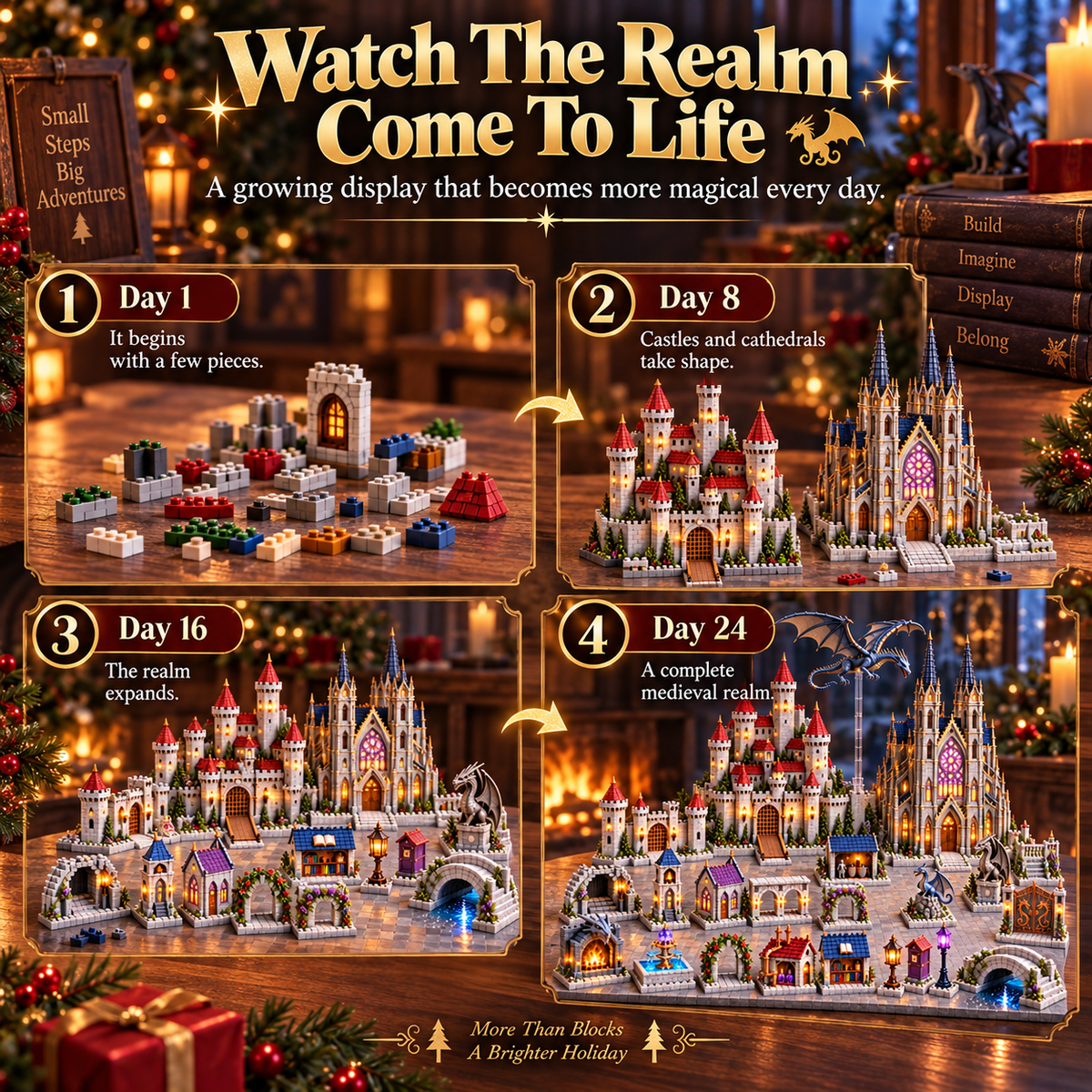 24-day Medieval Magic Dragon Castle Cathedral Advent Calendar