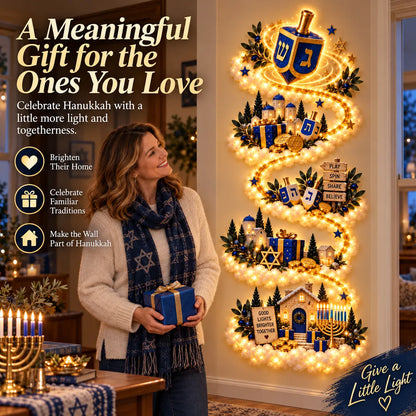 🕎✨ Eight Nights of Golden Light – Glowing Hanukkah Story Wall Collection