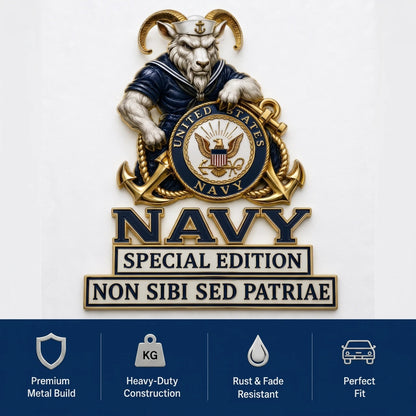 🇺🇸 Last Day Promo: 49% OFF ⚓-US Navy Bill the Goat Non Sibi Sed Patriae Car Emblem Metal Badge