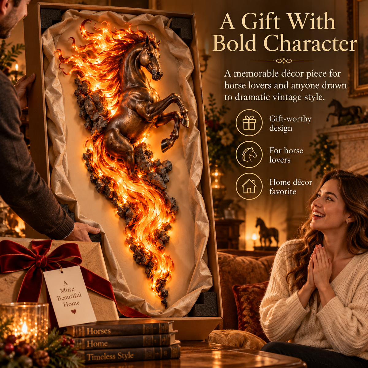 ⏰Limited Stock 50% OFF ✨🐎 Flaming Horse Wall Decor