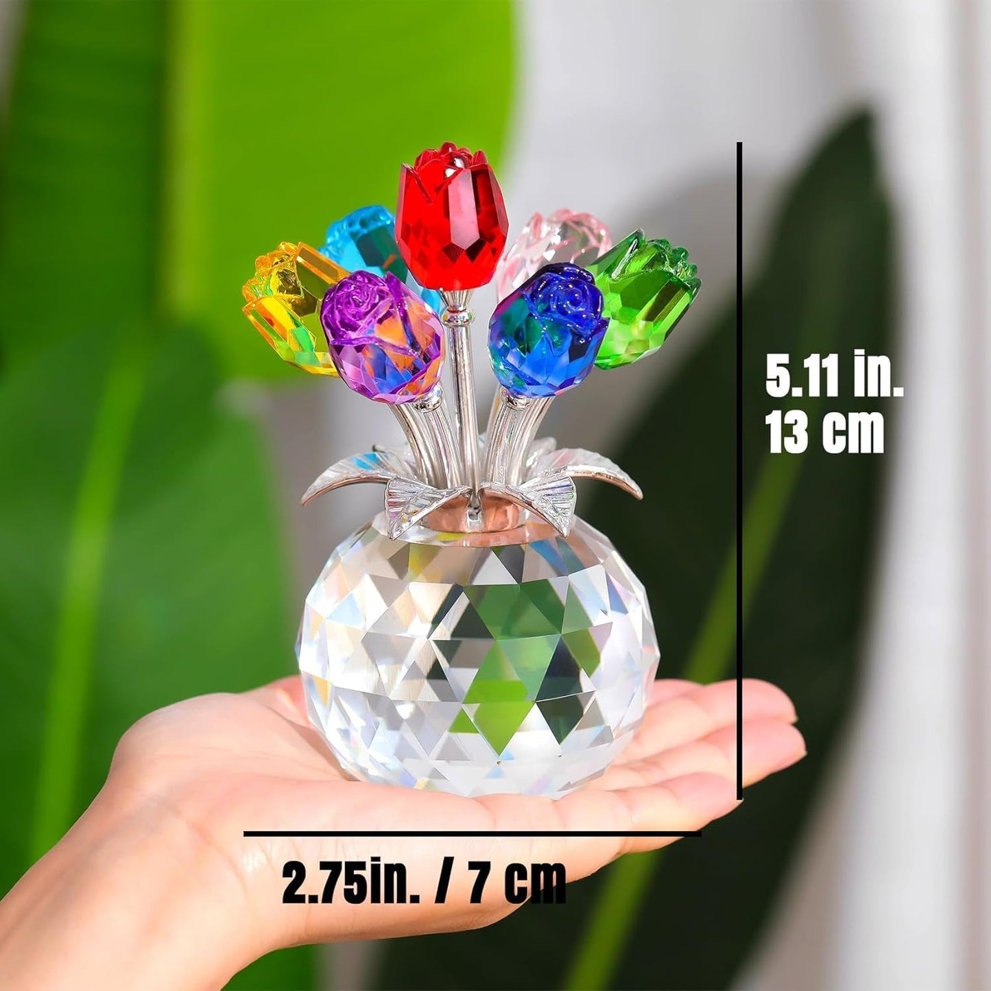 🔮Everlasting Crystal Rose Flower Figurine in Vase