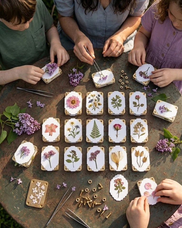 🌸📖 Little Bloom Keepsake Flower Press – Pocket-Sized Botanical Press Kit with 10 Pressing Sheets, 9 Floral Designs for DIY Crafts, Journaling & Nature Lover Gifts 🎁🌿