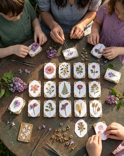 🌸📖 Little Bloom Keepsake Flower Press – Pocket-Sized Botanical Press Kit with 10 Pressing Sheets, 9 Floral Designs for DIY Crafts, Journaling & Nature Lover Gifts 🎁🌿