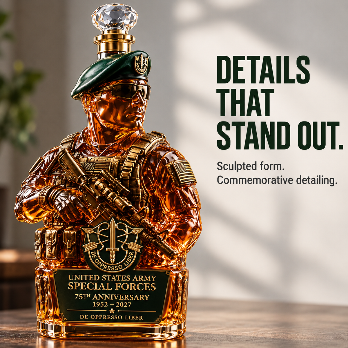 United States Army Special Forces 75th Anniversary Whiskey Bottle
