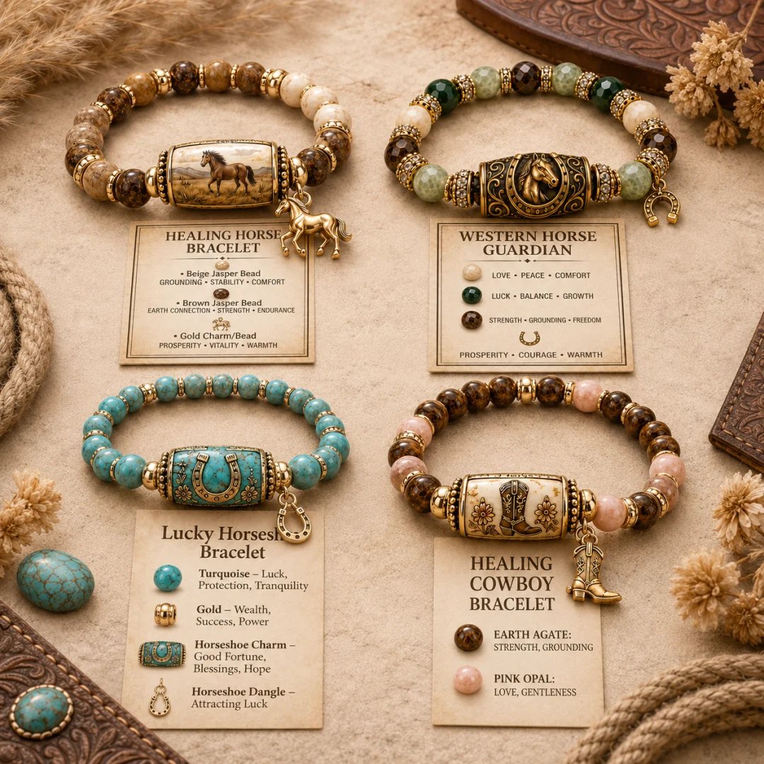 🐎 Western Horse Guardian Crystal Bracelet Collection