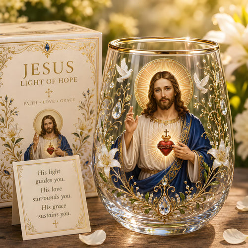 🙏✝️ Sacred Heart of Jesus Prayer Glass Cup