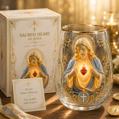 🙏✝️ Sacred Heart of Jesus Prayer Glass Cup