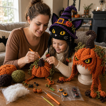? LAST DAY 49% OFF – ? Halloween Monster Hood DIY Crochet Kit | Premium Soft Yarn Materials with Step-by-Step Guide DIY Handmade Wearable Character Hood ??✨