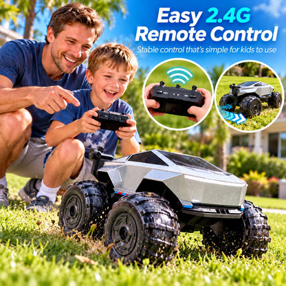 Cyberpunk Mecha Amphibious RC Stunt Car for Kids Outdoor Play, Pool & Beach Entertainment, Holiday Gift