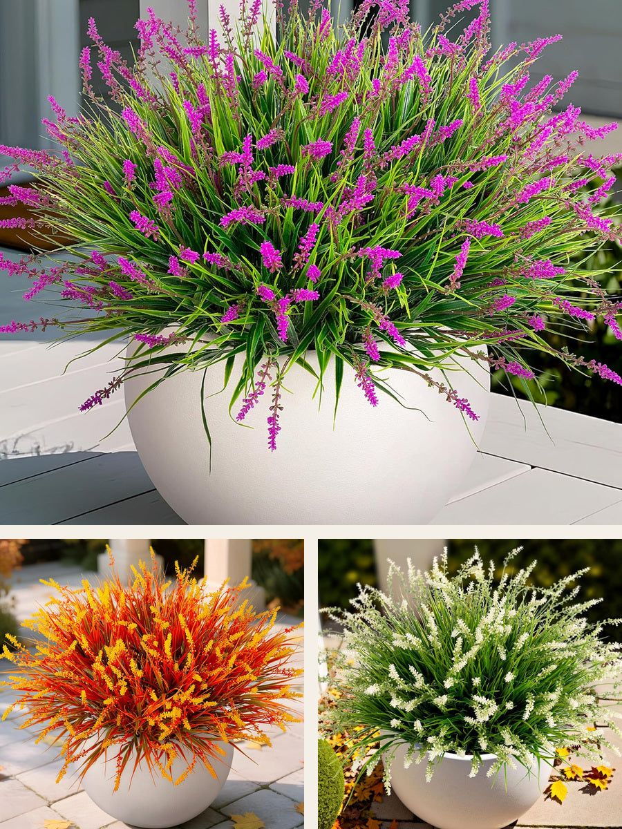 Colorful faux monkey grass planter assortment