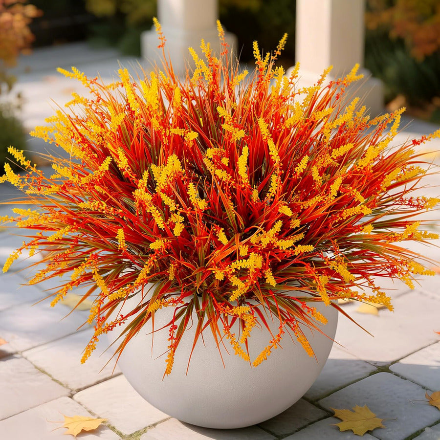 Orange and yellow faux monkey grass