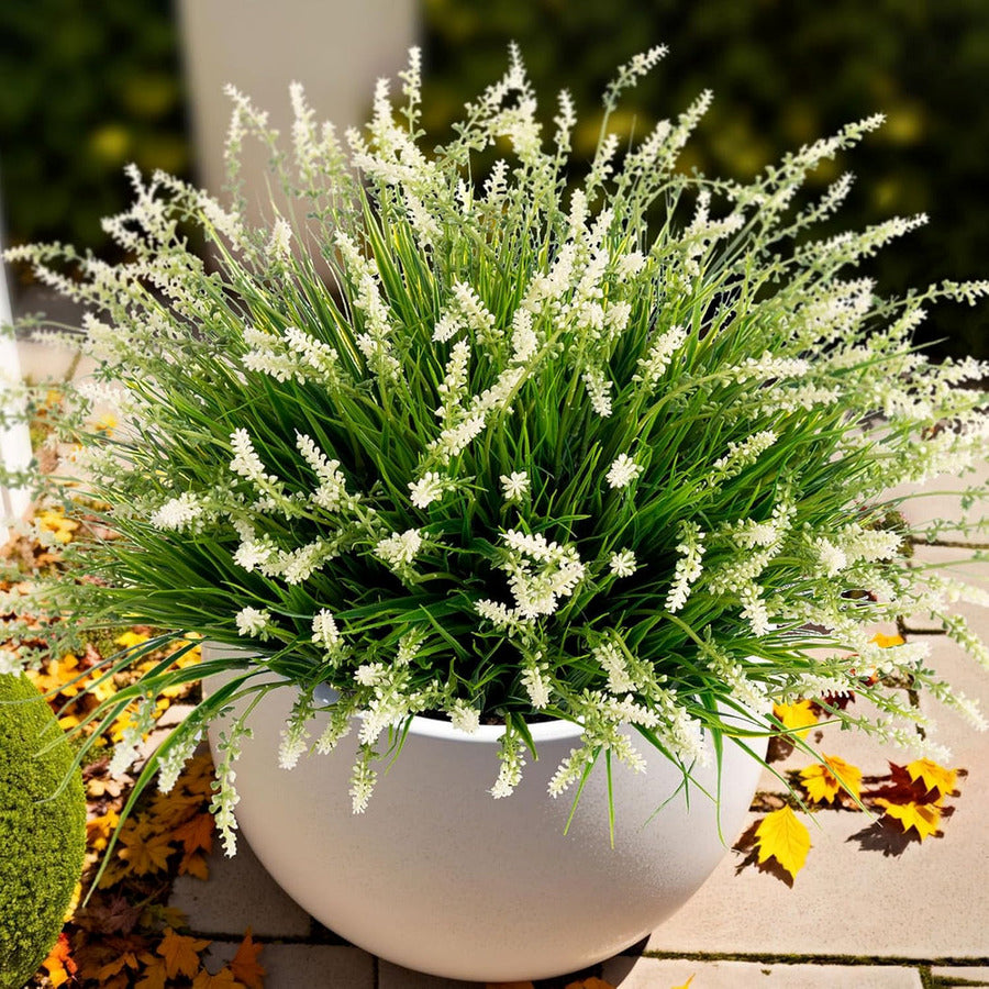 White faux monkey grass
