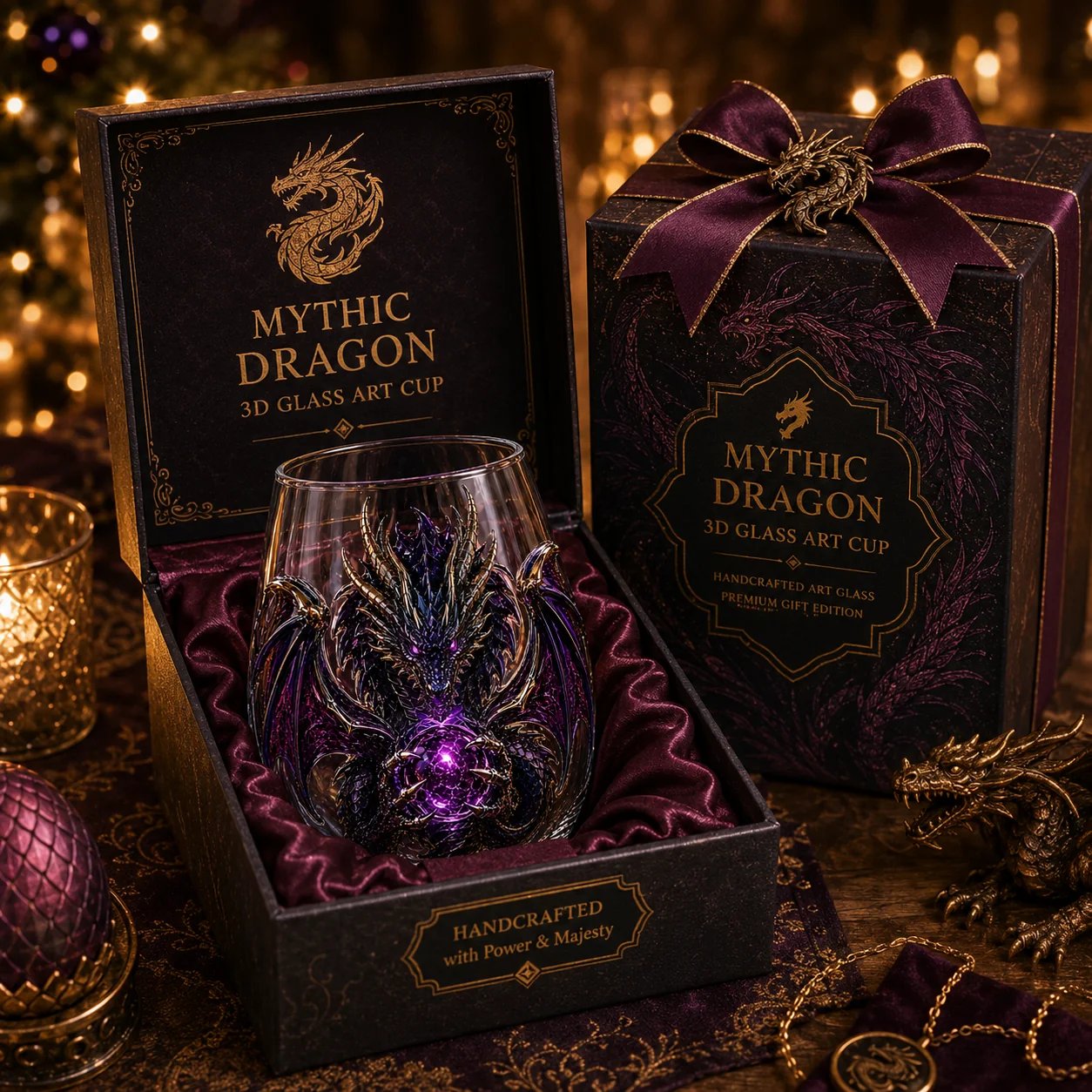 🔥🎁🐉✨ 3D Mythic Dragon Glass Art Cup | Luxury Raised Fantasy Glassware for Whiskey, Home Bar Décor & Legendary Gifts 🎁