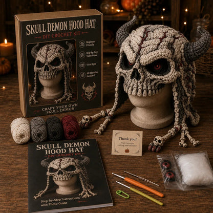 ? LAST DAY 49% OFF – ? Halloween Monster Hood DIY Crochet Kit | Premium Soft Yarn Materials with Step-by-Step Guide DIY Handmade Wearable Character Hood ??✨