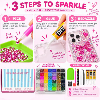Glitter Rhinestone Bedazzling Kit - 19000Pcs Resin Jelly Rhinestones for Crafting