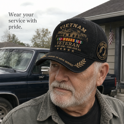 🎖️Vietnam Veteran 1965–1975 Commemorative Embroidered Cap –💛 Proud to Have Served