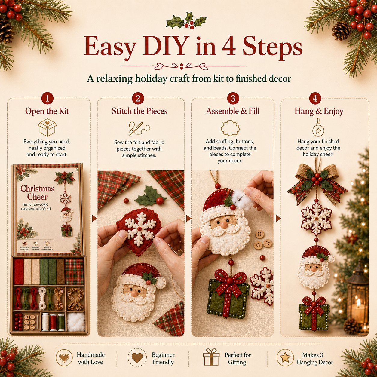 🔥Last Day 49% OFF - ✨🧵 DIY Patchwork Hanging Decor Kit | A Heartfelt Handmade Decoration Full of Love & Memories