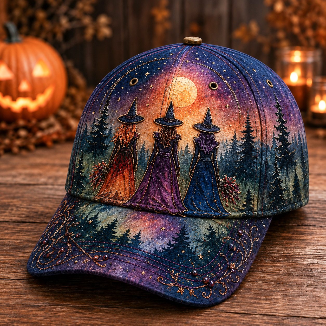 🔥LAST DAY 50% OFF - 🌙 Three Witches Moonlight Baseball Cap – Unisex Memorial Hat🧢 100% Cotton