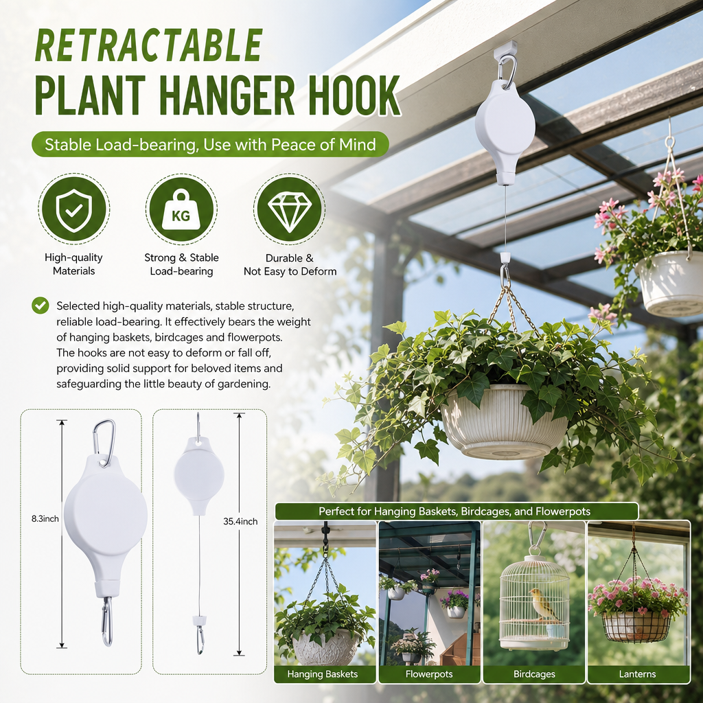 🌸 Buy one get one free 🌸Plant Pulley Set for Garden Baskets Pots, Birds Feeder🐦