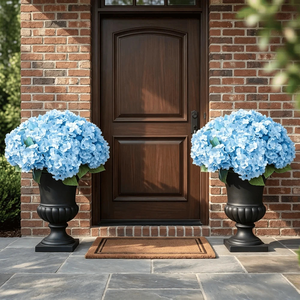 Blue artificial hydrangea pair