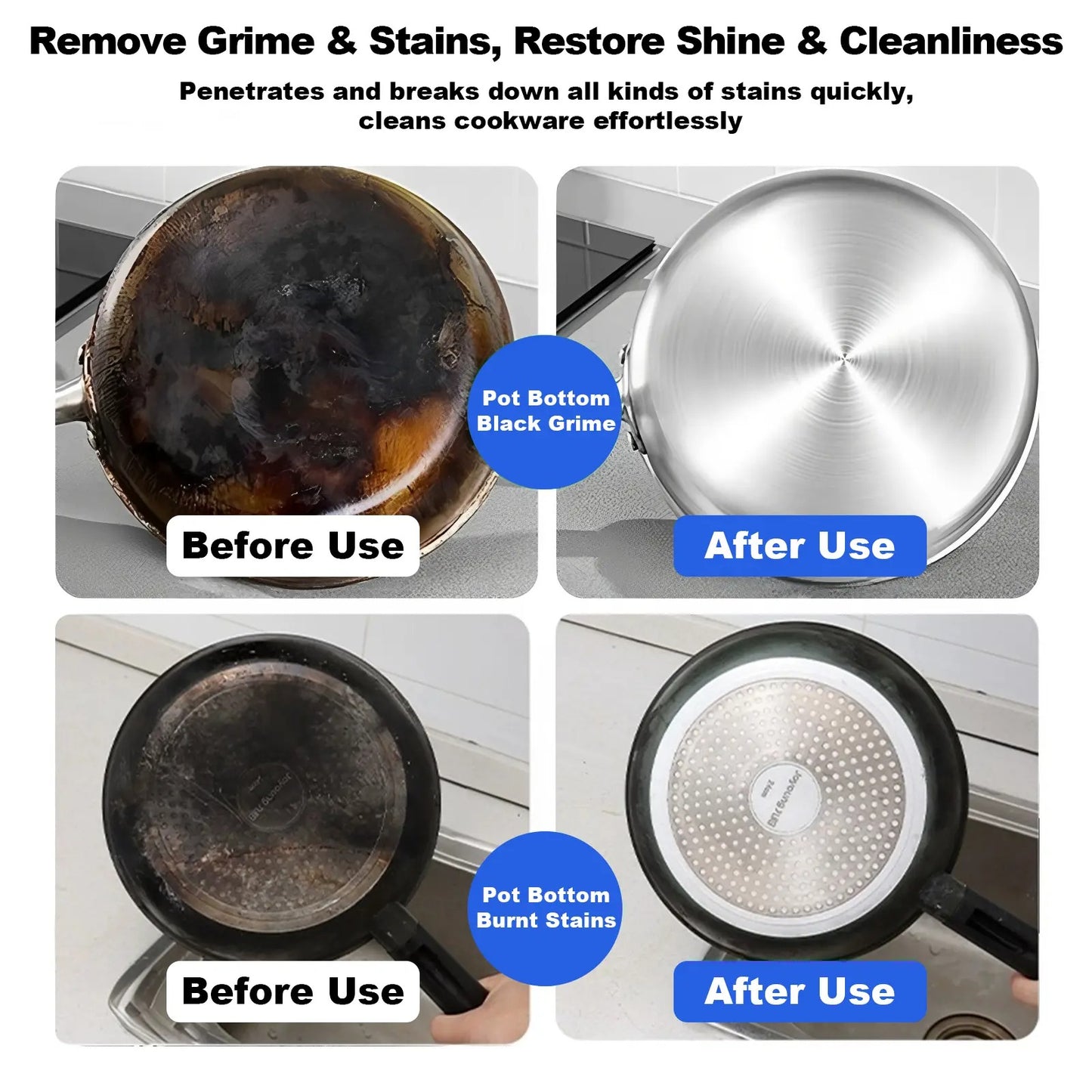 ⏰Burnt Residue Remover Mud Film - Dissolves Stubborn Carbonized Grease in 5 Mins, Non-Toxic & No Scrubbing Needed 🍳📦